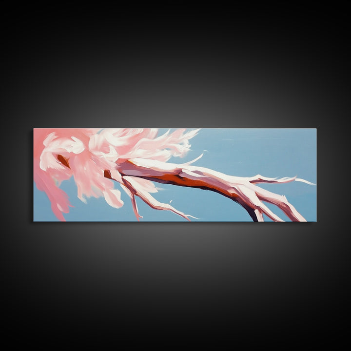 Blossoming Driftwood, Abstract Tree, Whimsical Nature, Framed Canvas Print, Bedroom Wall Art, Soft Pastel Decor, Contemporary Artwork