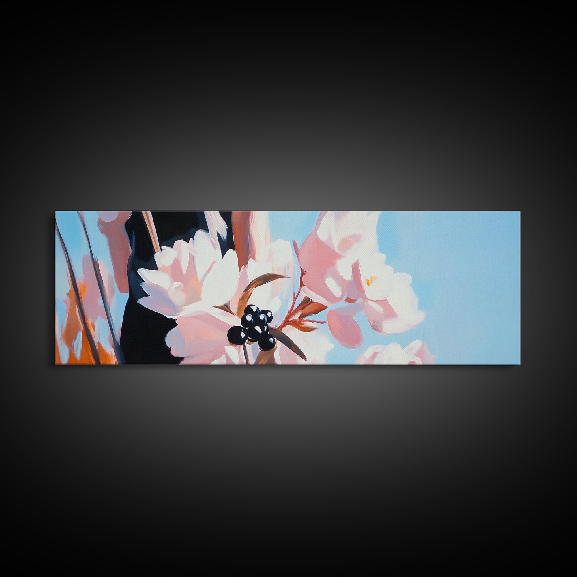 Cherry Blossoms, Floral Wall Art, Spring Decor, Nature Painting, Pastel Aesthetic, Elegant Botanical, Living Room, Canvas Print