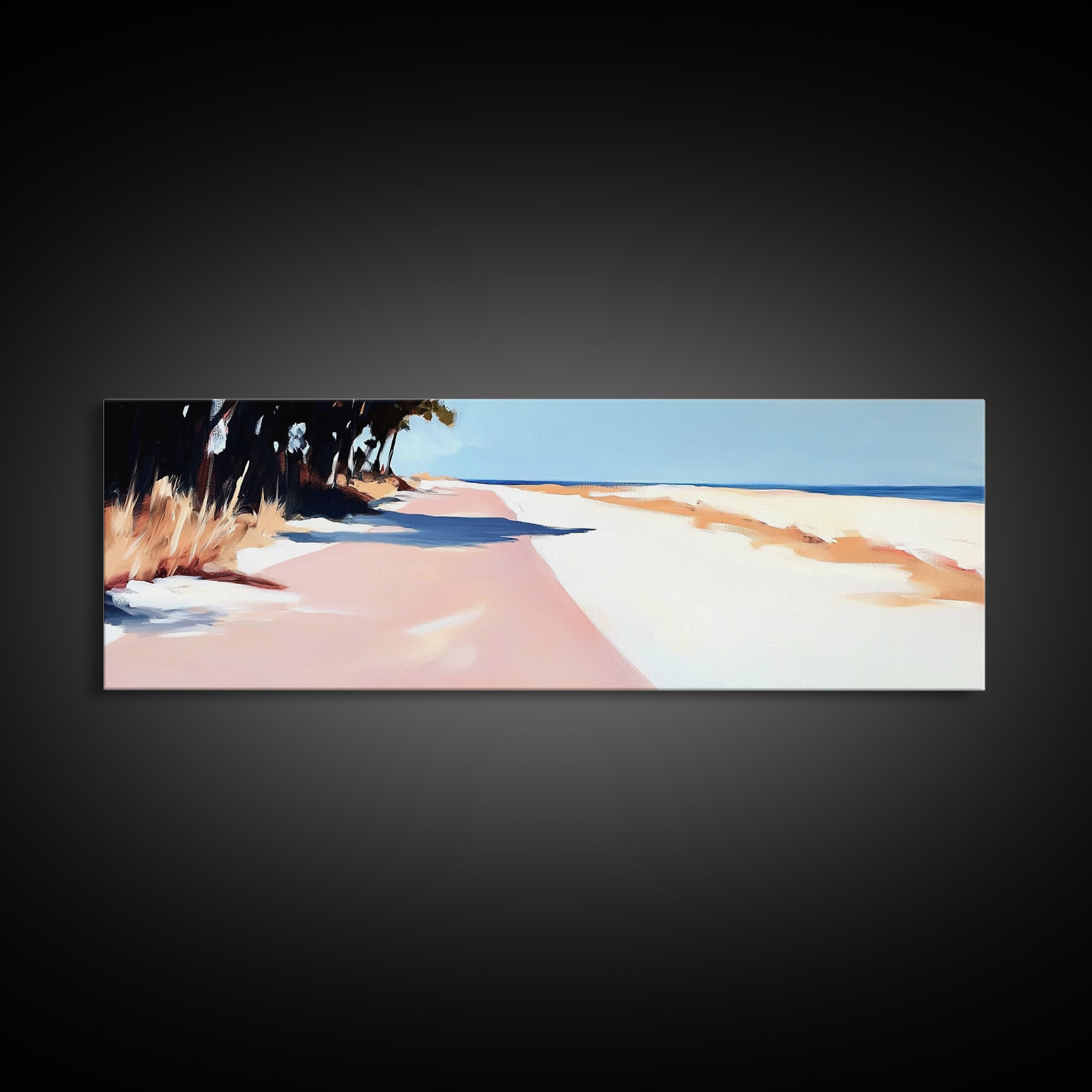 Beach Path, Sand Dunes, Coastal Landscape, Office Wall Art, Minimalist Seascape, Neutral Aesthetic, Framed Canvas Print, Modern Home Design