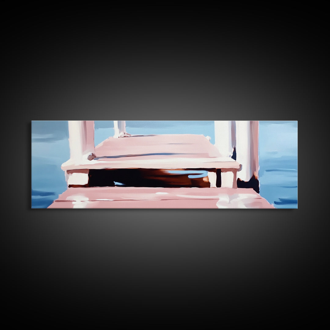 Dock on Water, Serene Reflection, Minimalist Art, Nautical Decor, Canvas Print, Coastal Home Art, Relaxing Wall Art, Lake House Decor