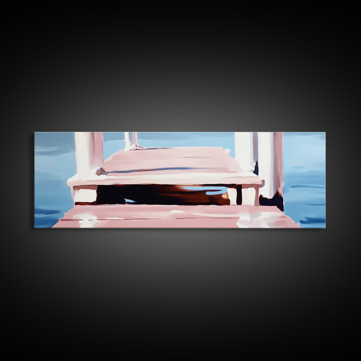 Dock on Water, Serene Reflection, Minimalist Art, Nautical Decor, Canvas Print, Coastal Home Art, Relaxing Wall Art, Lake House Decor