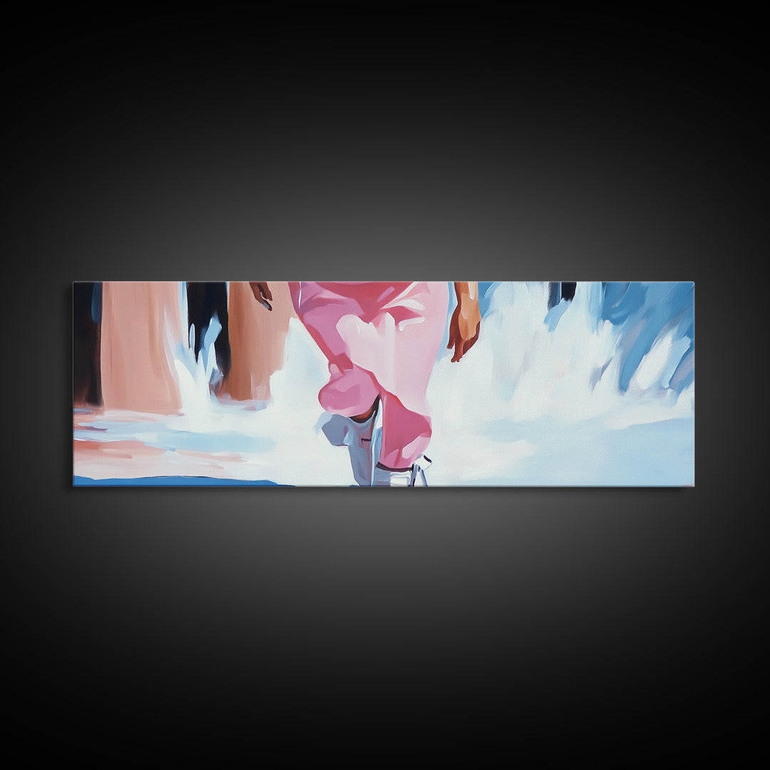 Beach Walk, Coastal Wall Art, Seascape Painting, Soft Pastel Home Decor, Minimalist Beach Aesthetic, Framed Canvas Print, Ocean Art