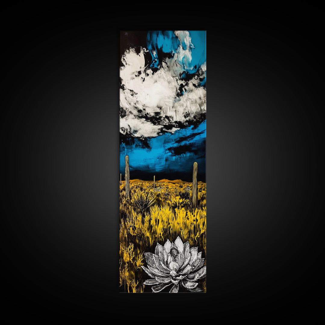 Desert Bloom, Cactus Flower Art, Southwest Landscape, Canvas Print, Bold Nature Decor, Modern Wall Art, Living Room Artwork