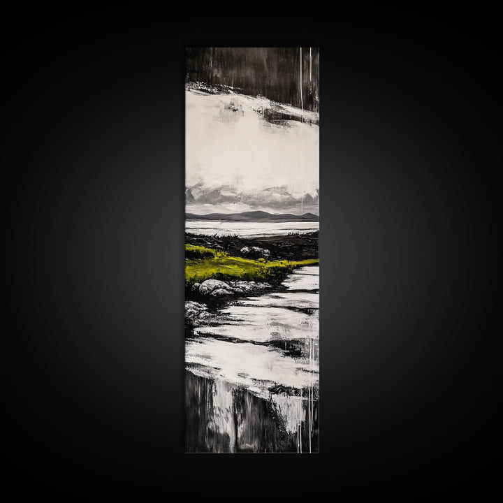 Black and White, Minimalist Landscape, Ocean View, Canvas Print, Modern Wall Art, Neutral Home Decor, Bedroom Artwork, Coastal Painting