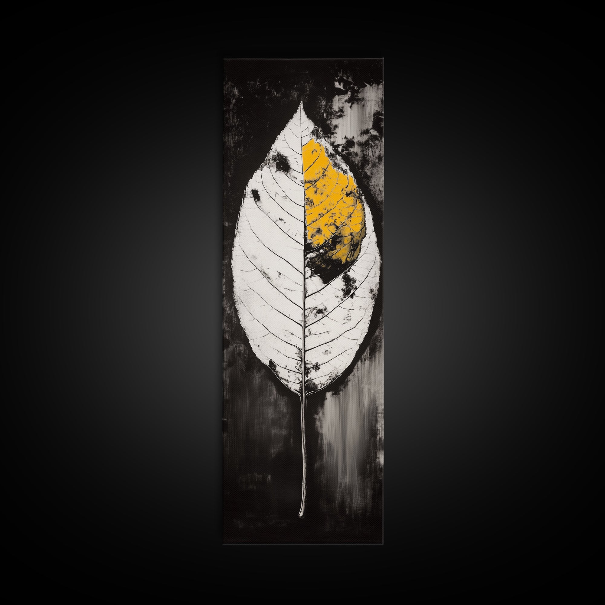 Autumn Leaf, Black and White, Minimalist, Framed Canvas Print, Modern Botanical Art, Monochrome Print, Fall Wall Decor, Cozy Home Art