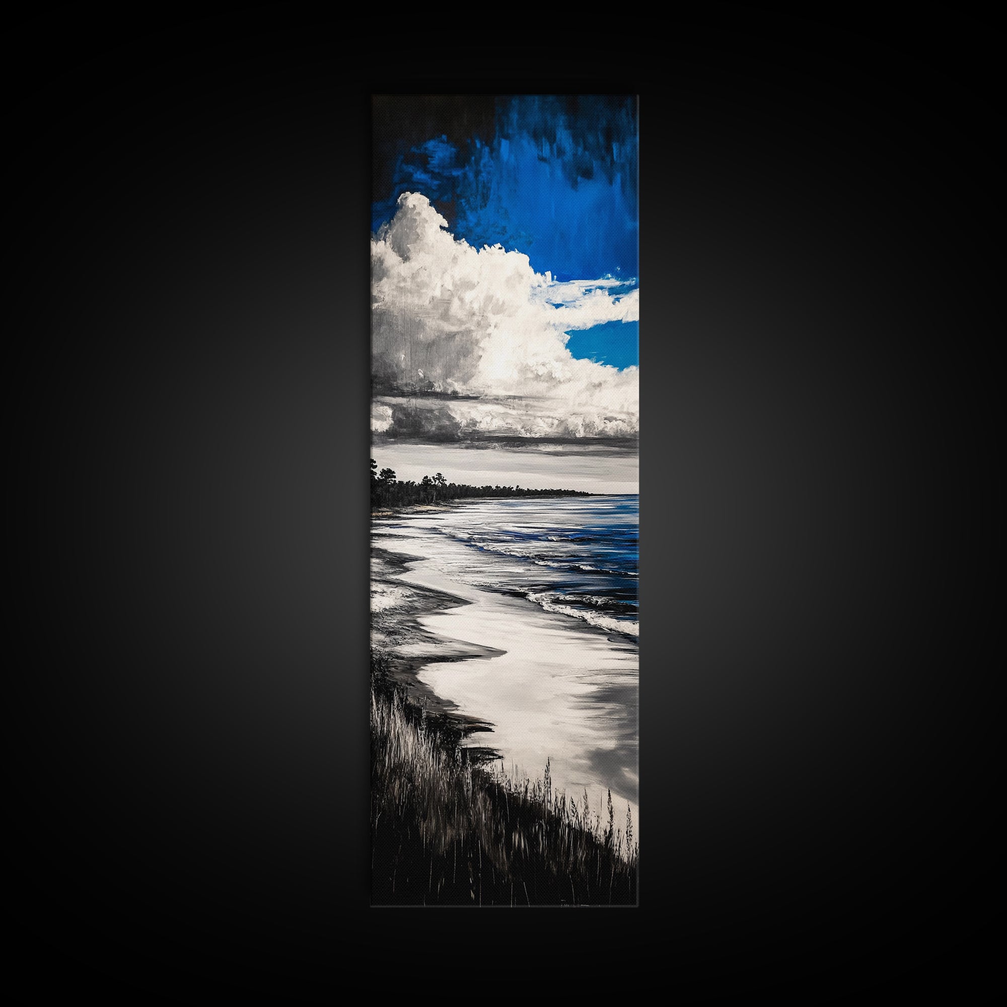 Coastal Serenity, Ocean Waves, Seascape Painting, Beach Decor, Blue Wall Art, Living Room Art, Modern Seascape, Framed Canvas Print