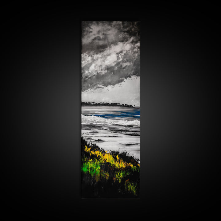 Coastal Horizon, Abstract Seascape Painting, Beach Wall Art, Framed Canvas Print, Office Decor, Ocean Waves Artwork, Living Room Art