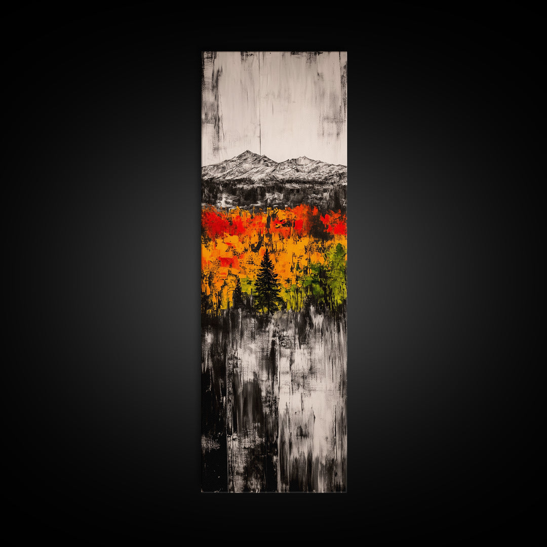 Autumn Trees, Fall Foliage Art, Mountain Landscape, Vibrant Nature Decor, Rustic Farmhouse, Living Room Wall Art, Canvas Print