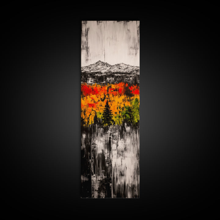 Autumn Trees, Fall Foliage Art, Mountain Landscape, Vibrant Nature Decor, Rustic Farmhouse, Living Room Wall Art, Canvas Print