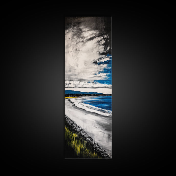 Blue Ocean Wave, Coastal Beach Scene, Nautical Seascape, Modern Abstract Art, Living Room Wall Decor, Canvas Print