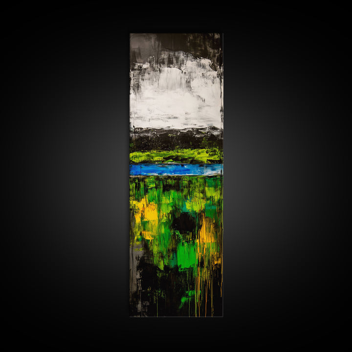 Abstract Landscape, Green Blue Art, Modern Wall Art, Framed Canvas Print, Office Decor, Large Artwork, Living Room Art, Minimalist Art