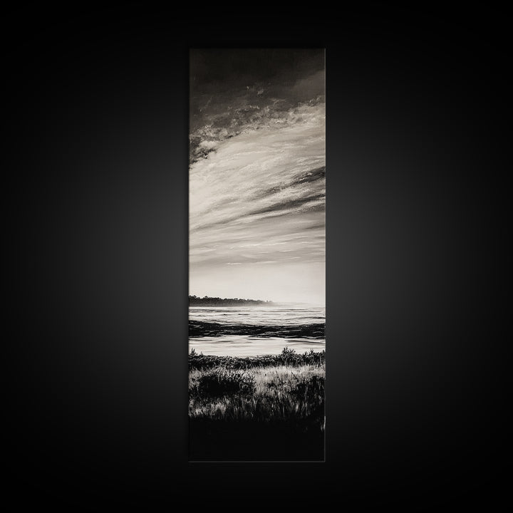 Black White, Seascape Art, Coastal Print, Framed Canvas Print, Monochrome Wall Art, Beach House Decor, Large Art, Living Room Artwork