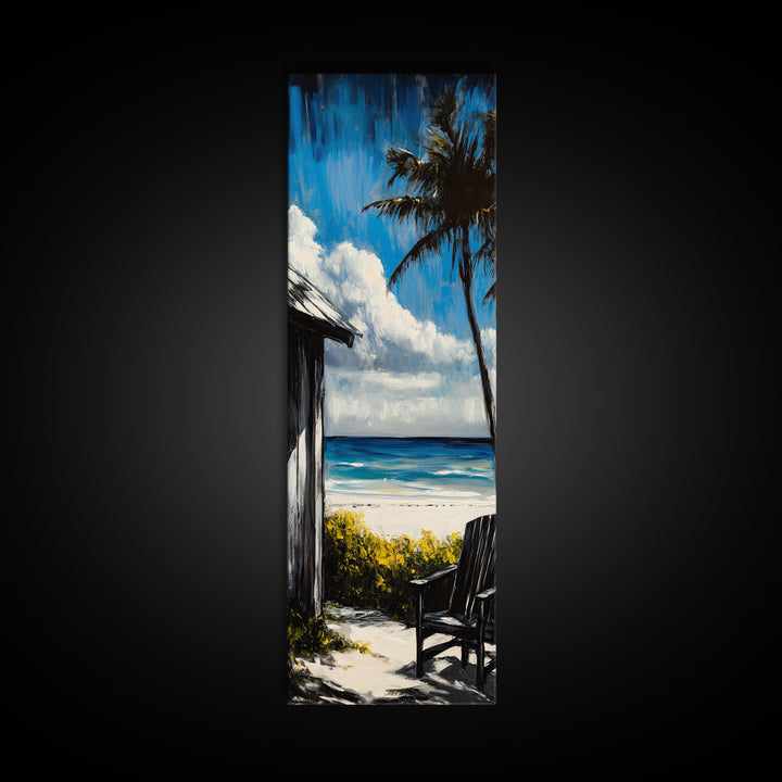 Beach Retreat, Palm Shade, Tranquil Escape, Canvas Print, Coastal Home Decor, Ocean Breeze, Relaxing Seaside, Living Room Wall Art