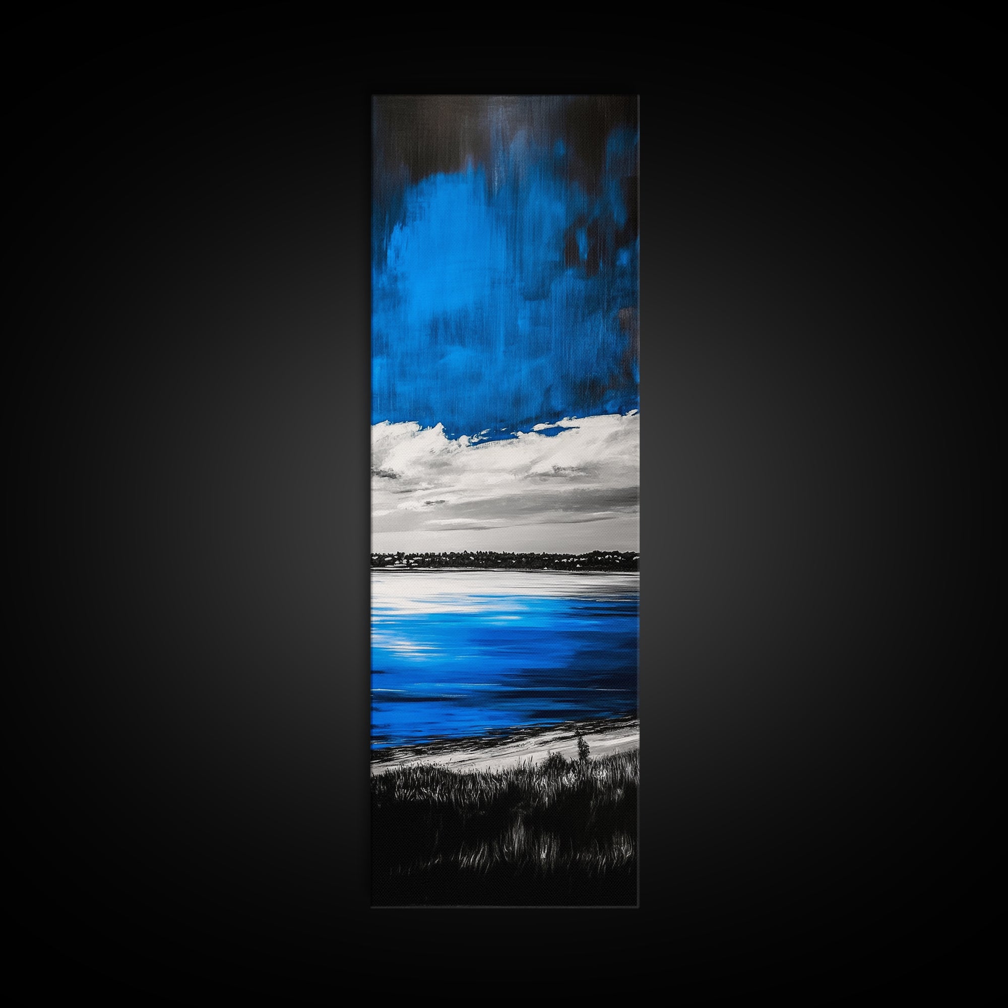 Blue Waters, Coastal Horizon, Minimalist Landscape, Modern Seascape, Canvas Print, Nautical Wall Art, Living Room Art, Office Decor