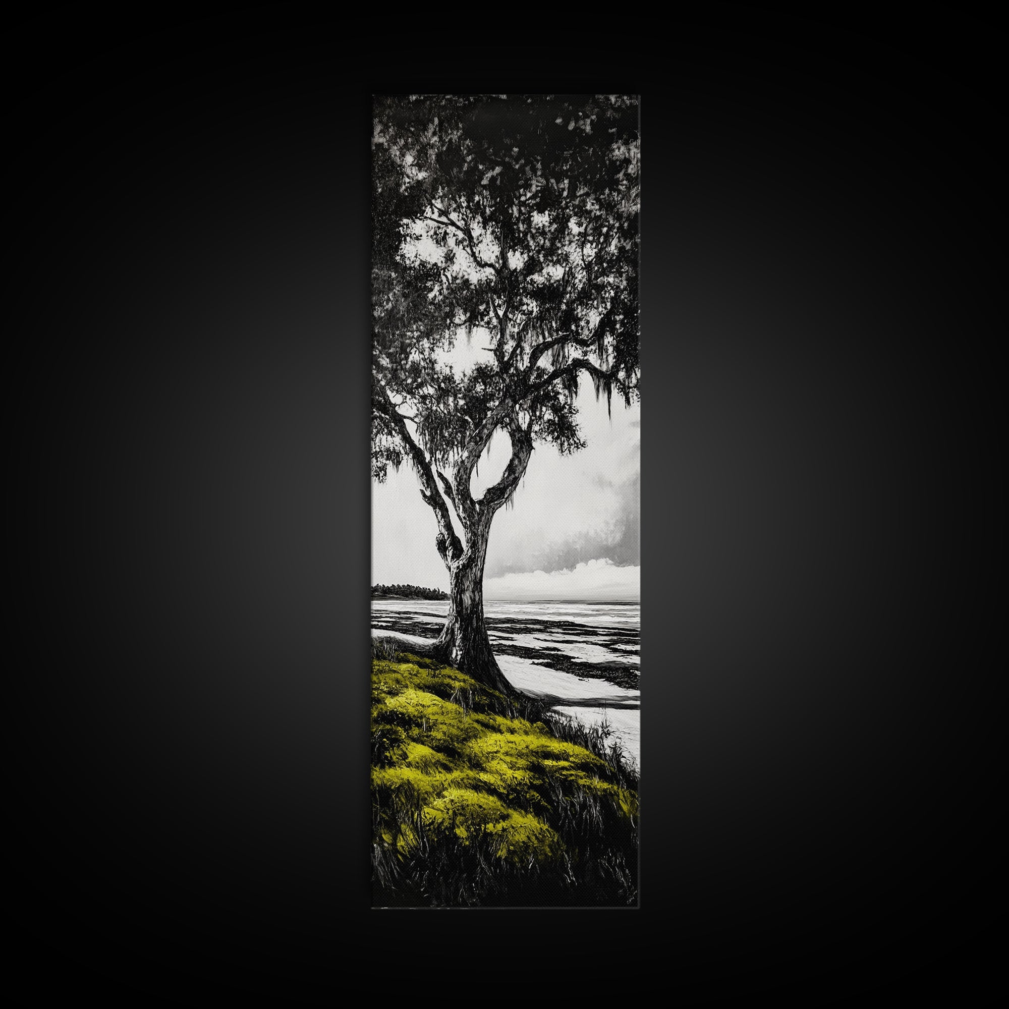 Oak Tree, Marshland Art, Canvas Print, Black and White Tree Art, Nature Wall Decor, Rustic Home Decor, Farmhouse Art, Living Room Wall Art