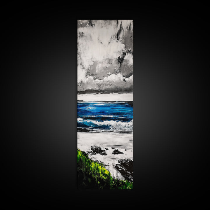 Ocean Horizon Painting, Abstract Seascape Art, Blue and Green Coastal Decor, Contemporary Nautical Art, Dining Room Wall Art, Canvas Print
