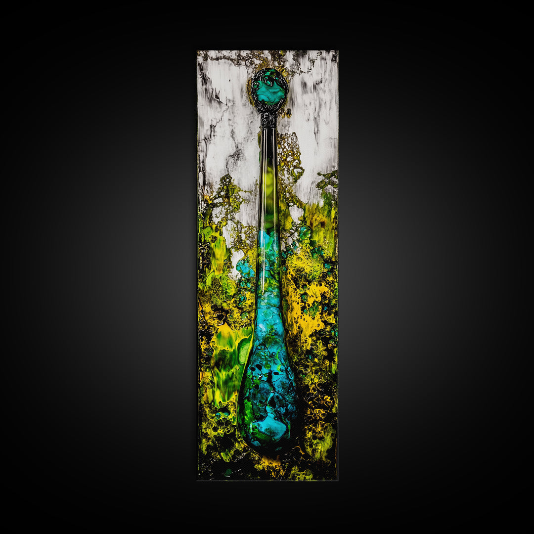 Abstract Glass Art, Fluid Painting Print, Green and Blue Modern Art, Contemporary Wall Decor, Unique Home Accent, Canvas Print