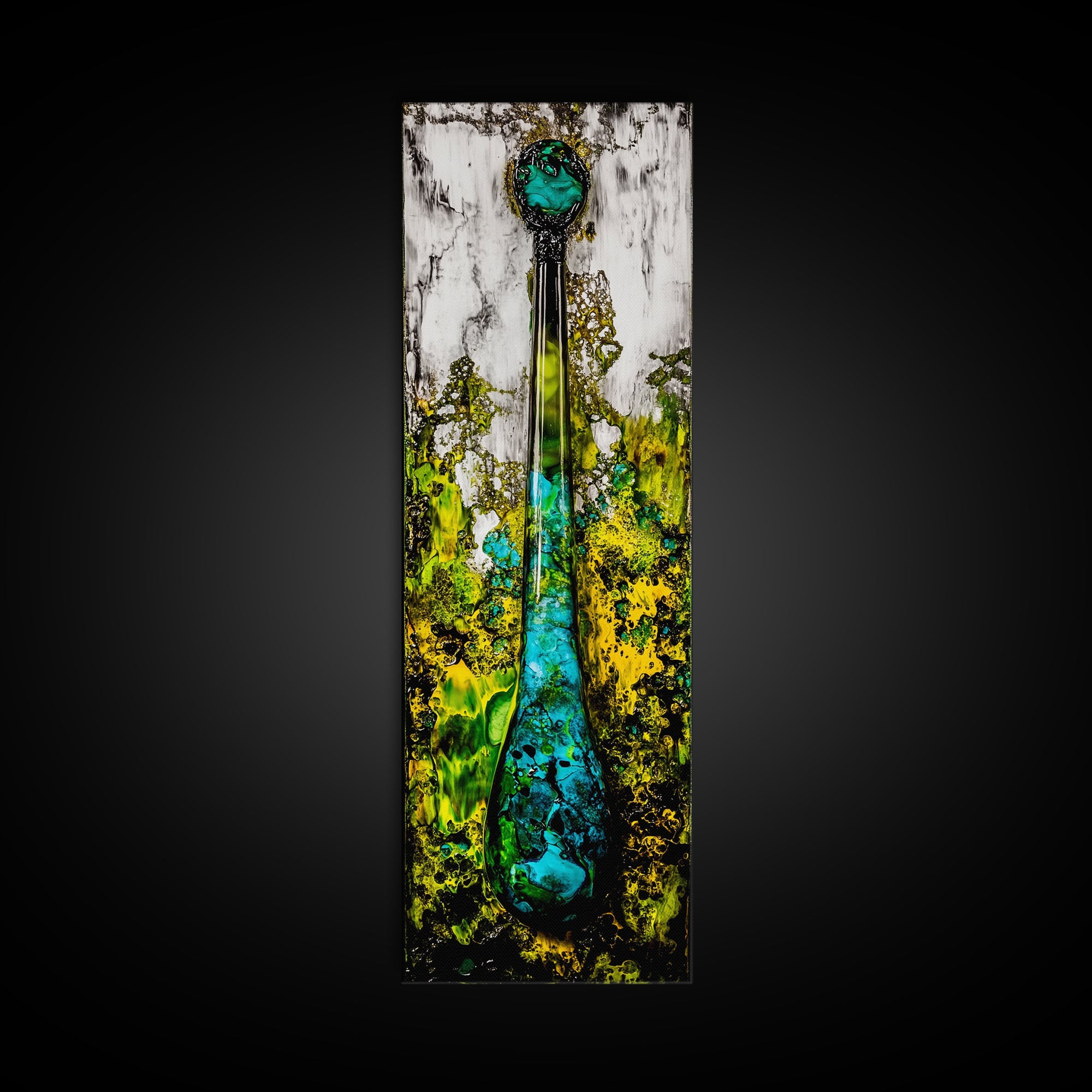 Abstract Glass Art, Fluid Painting Print, Green and Blue Modern Art, Contemporary Wall Decor, Unique Home Accent, Canvas Print