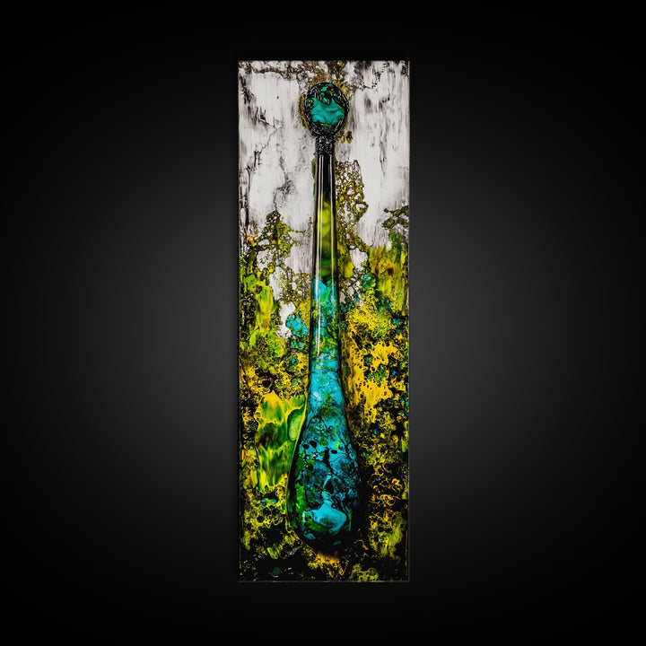 Abstract Glass Art, Fluid Painting Print, Green and Blue Modern Art, Contemporary Wall Decor, Unique Home Accent, Canvas Print