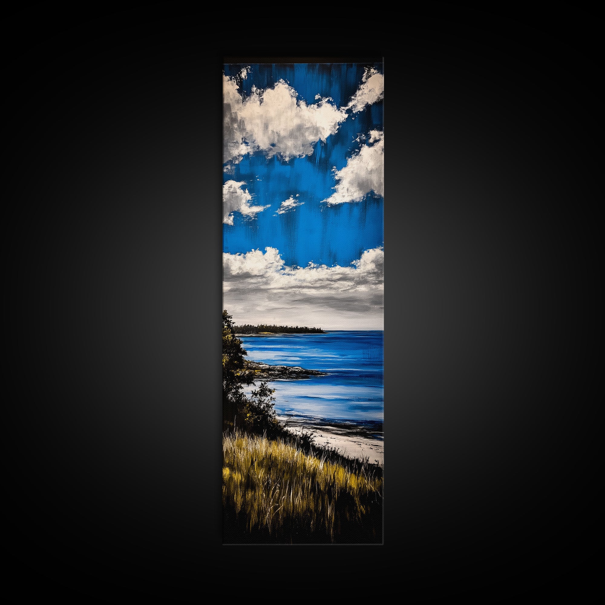 Blue Sky, Coastal Landscape Print, Nature Inspired Decor, Scenic Horizon Art, Beach House Aesthetic, Calming Atmosphere, Canvas Print