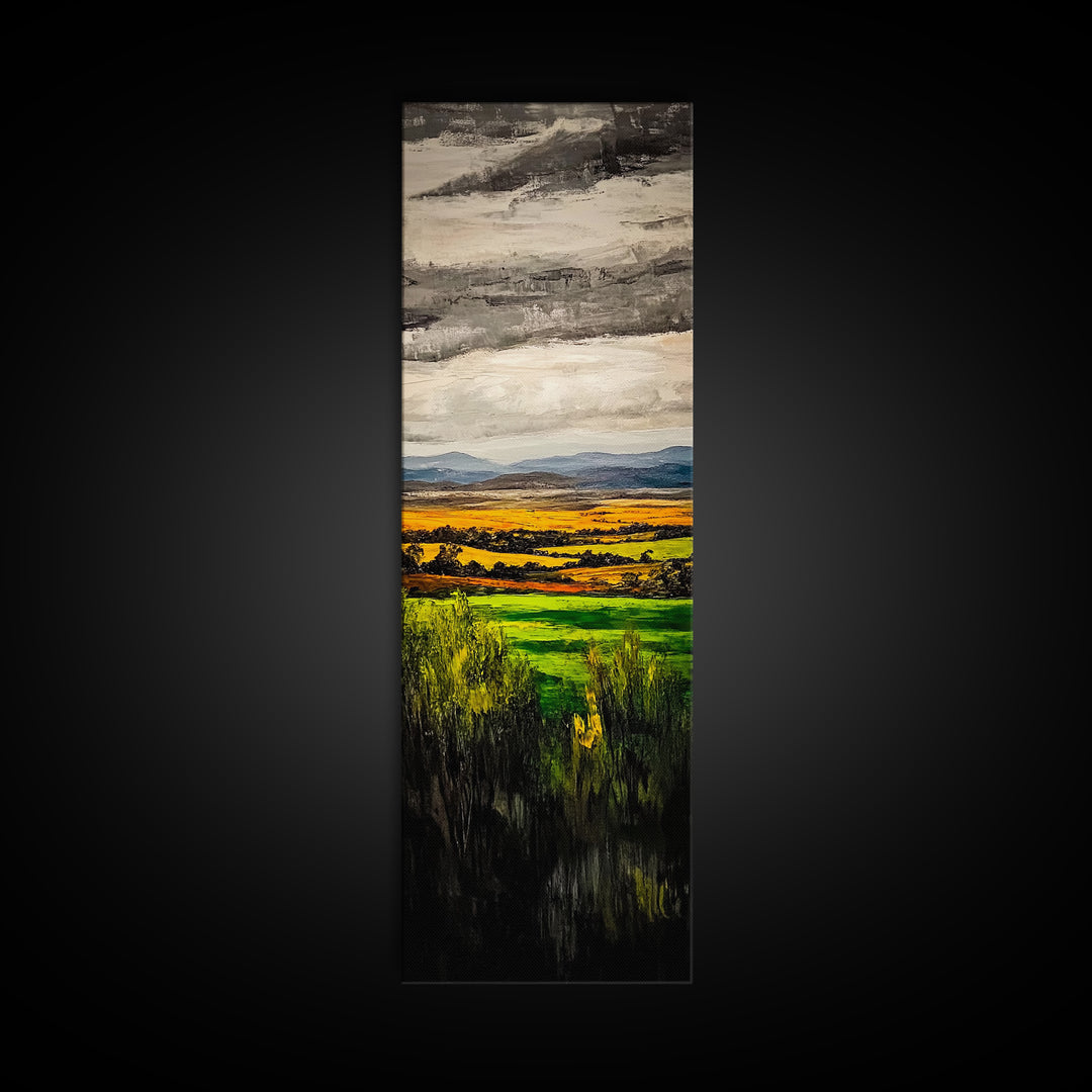 Rolling Fields, Golden Hills, Autumn Landscape, Rustic Home Decor, Living Room Art, Framed Canvas Print, Nature Wall Art