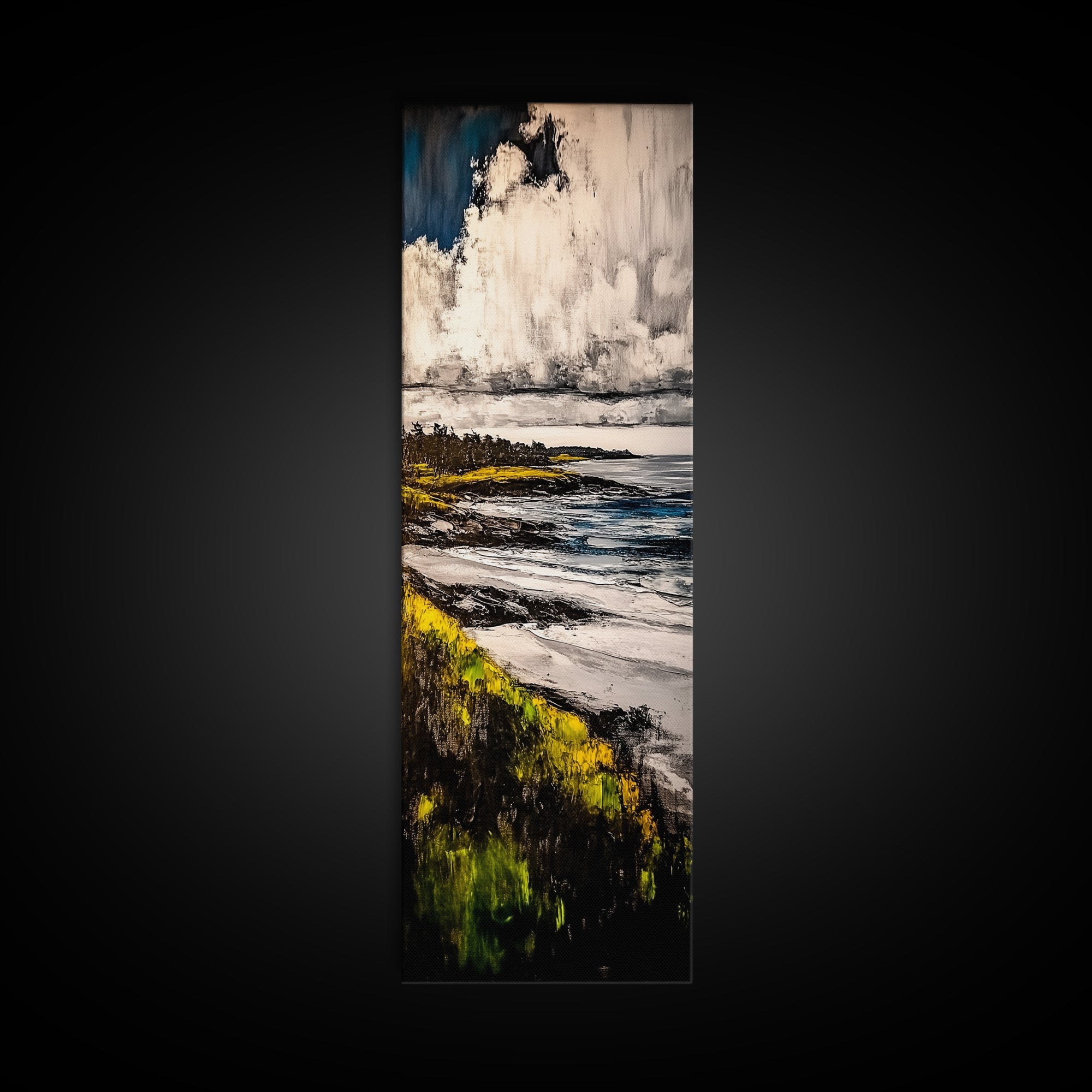 Coastal Landscape, Golden Grass, Cliffside View, Framed Canvas Print, Nature Wall Art, Ocean Inspired Decor, Rustic Home Art