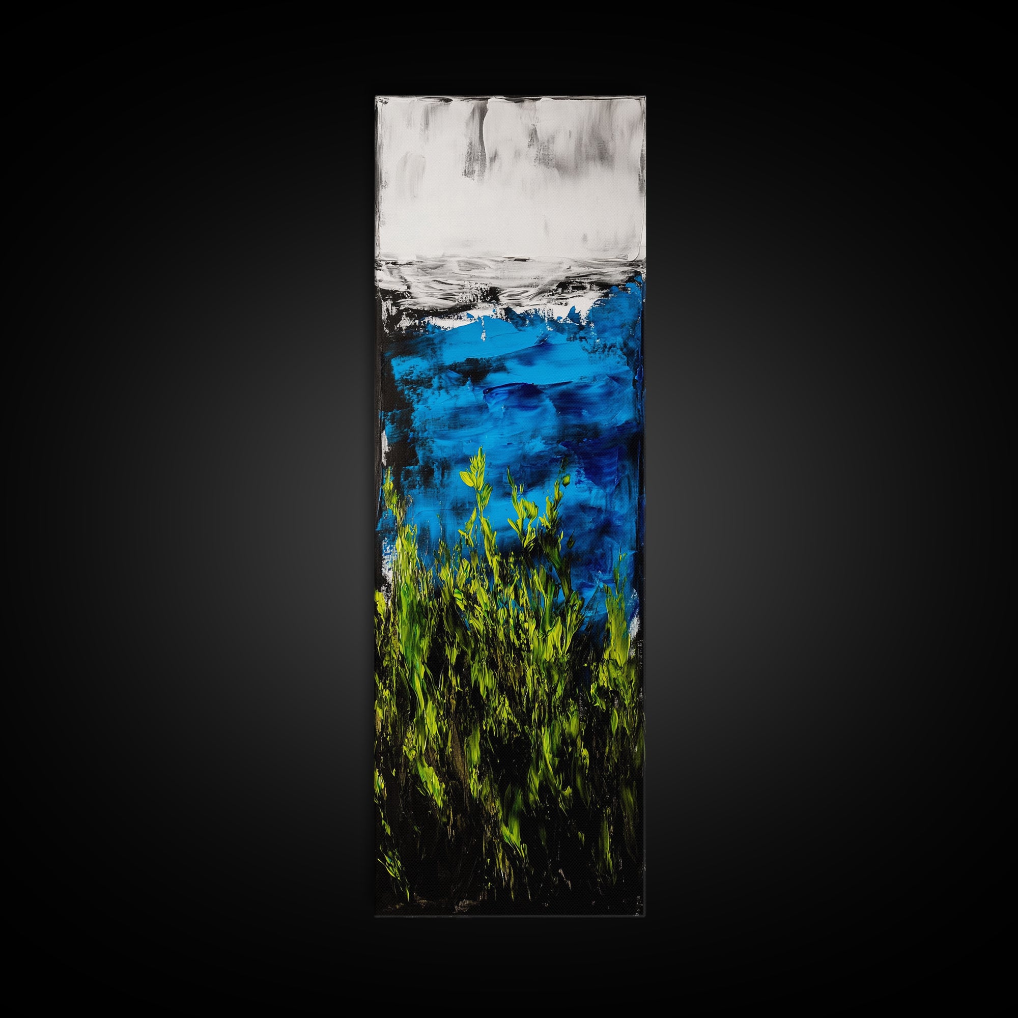 Blue Sea, Green Plants, Ocean View, Canvas Print, Coastal Wall Art, Living Room Art, Nature Inspired Decor, Nautical Beach House Art