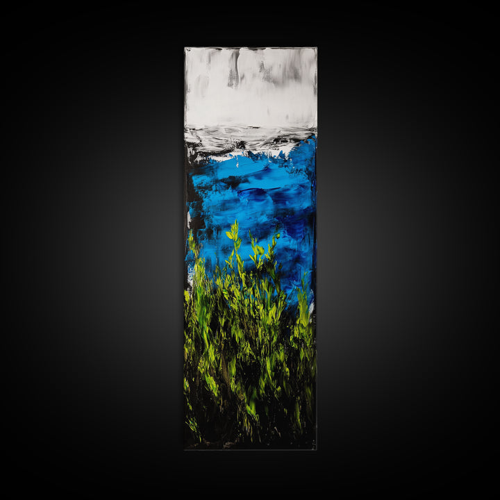 Blue Sea, Green Plants, Ocean View, Canvas Print, Coastal Wall Art, Living Room Art, Nature Inspired Decor, Nautical Beach House Art