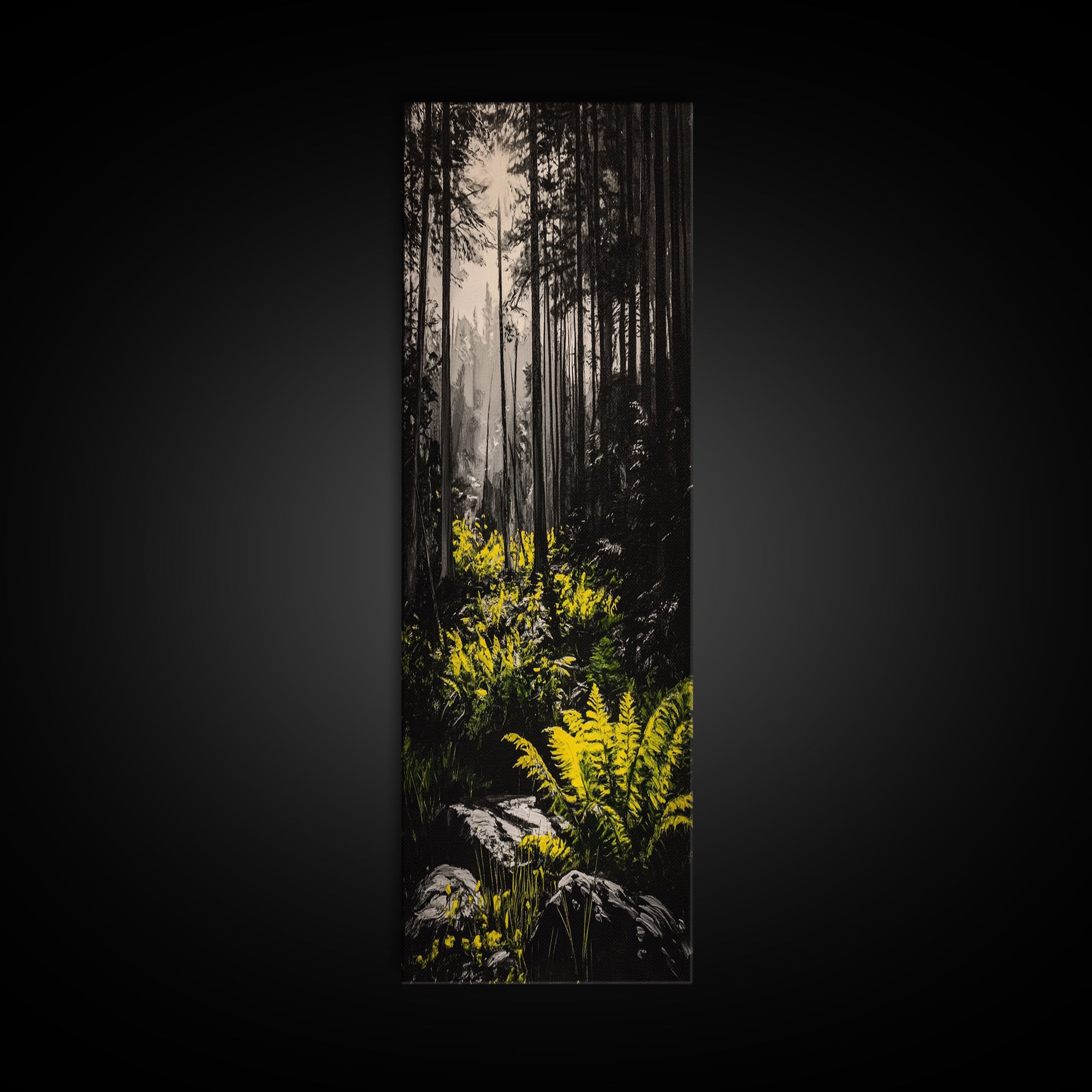 Forest, Ferns, Nature, Canvas Print, Dark Green Wall Art, Botanical Decor, Woodland Artwork, Tranquil Nature Scene, Earthy Home Accent