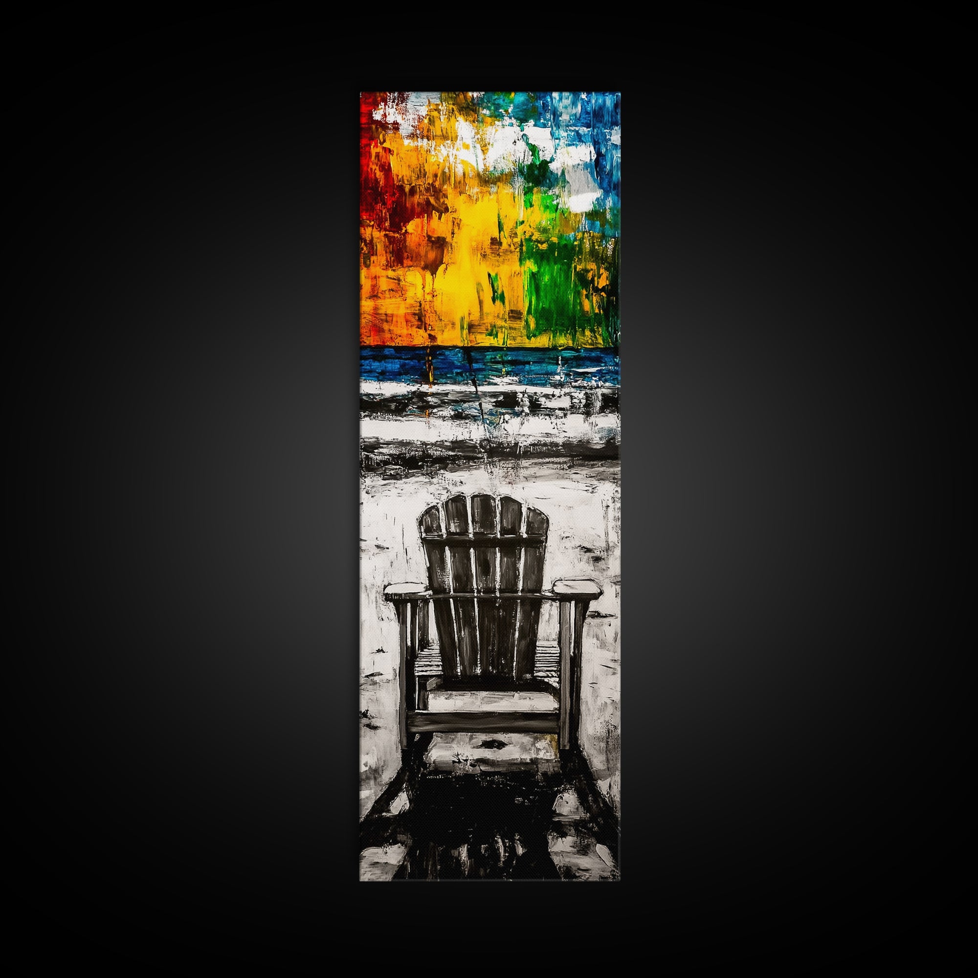 Beach Chair, Coastal Wall Art, Relaxation Painting, Framed Canvas Print, Seaside Decor, Nautical Art, Living Room Wall Art, Summer Vibes