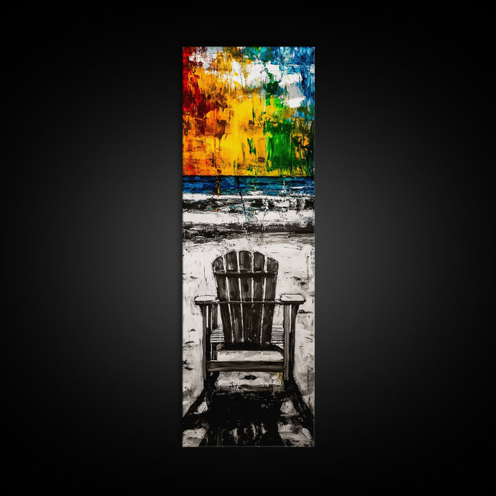 Beach Chair, Coastal Wall Art, Relaxation Painting, Framed Canvas Print, Seaside Decor, Nautical Art, Living Room Wall Art, Summer Vibes