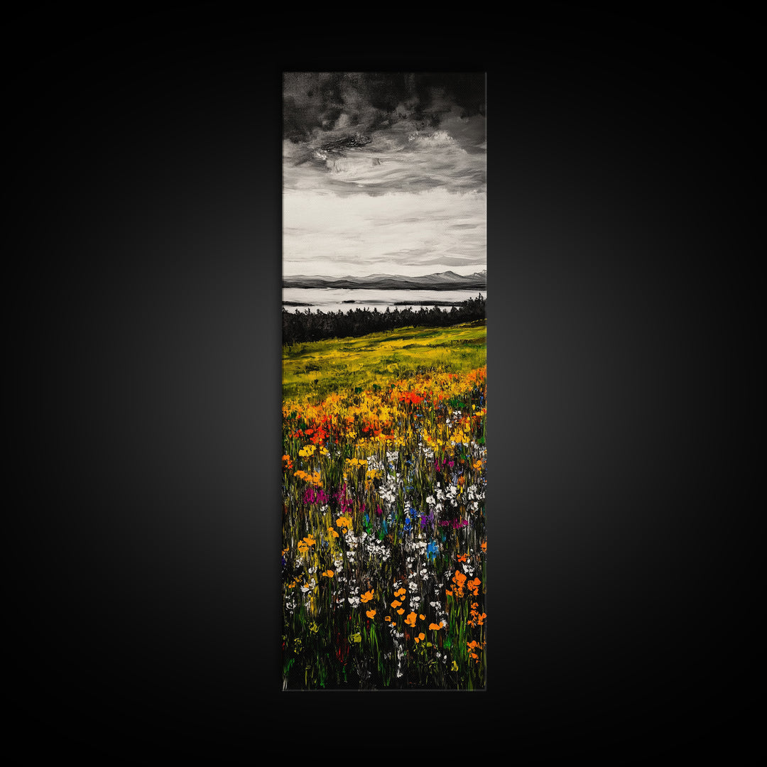 Meadow Wildflowers, Landscape Canvas Print, Fall Wall Art, Country Home Decor, Nature Art, Large Living Room Art, Rustic Wall Art