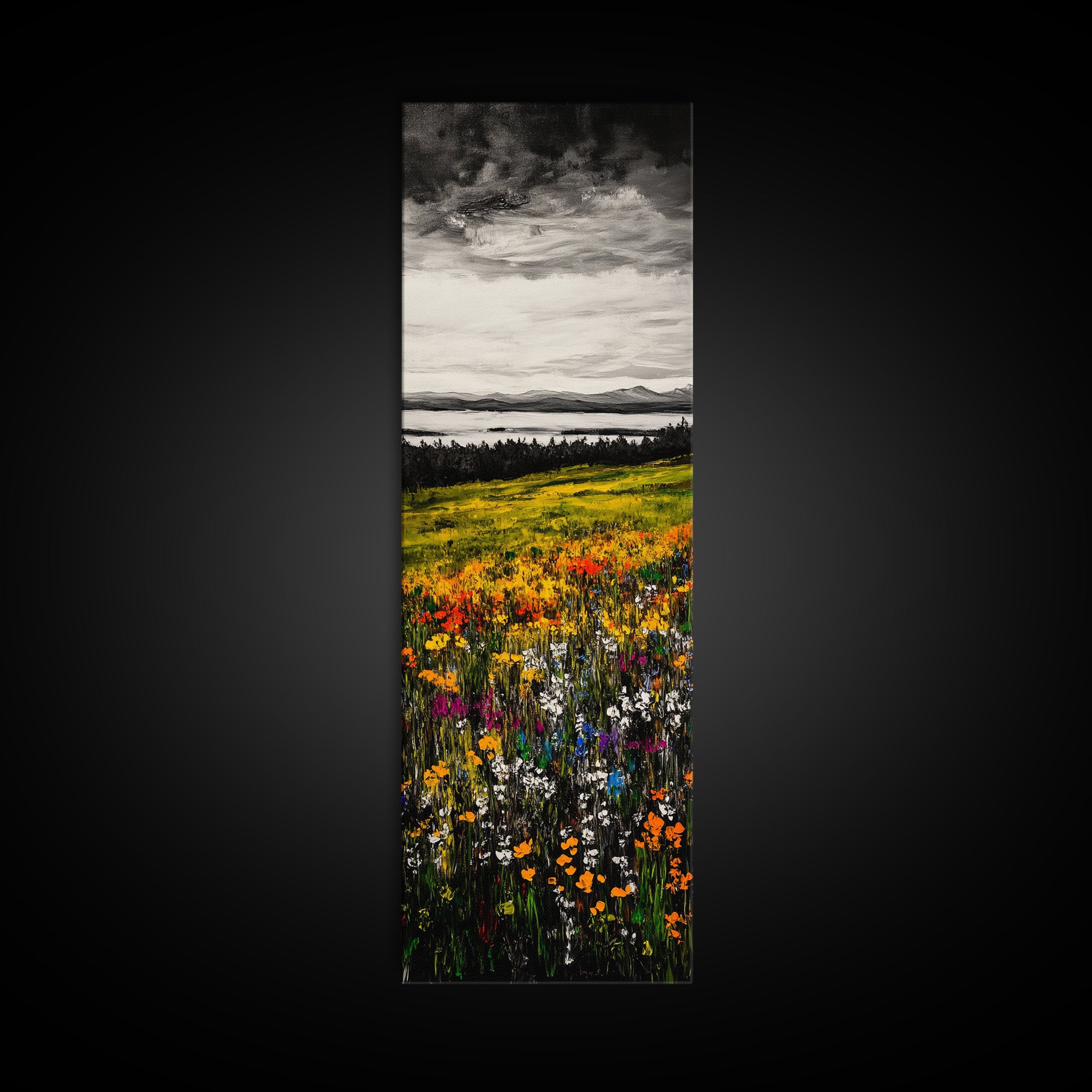 Meadow Wildflowers, Landscape Canvas Print, Fall Wall Art, Country Home Decor, Nature Art, Large Living Room Art, Rustic Wall Art