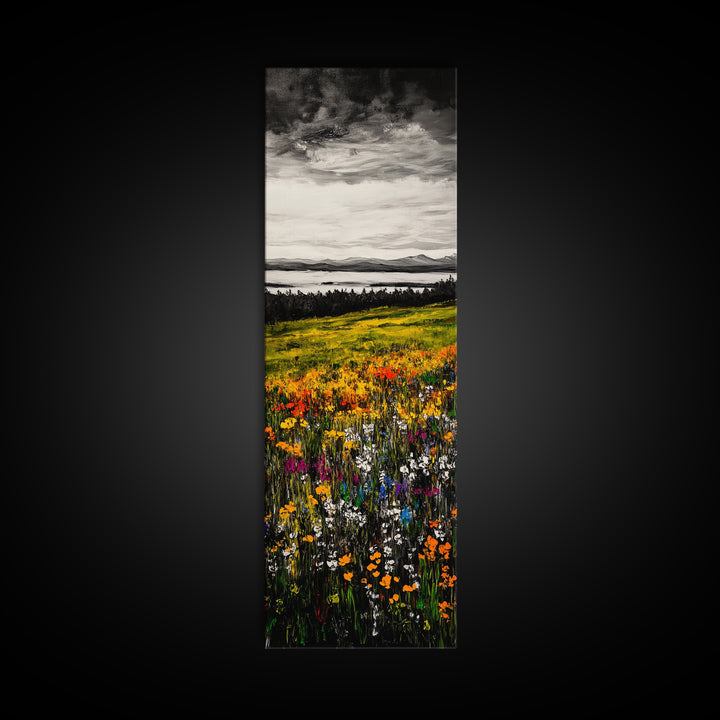 Meadow Wildflowers, Landscape Canvas Print, Fall Wall Art, Country Home Decor, Nature Art, Large Living Room Art, Rustic Wall Art