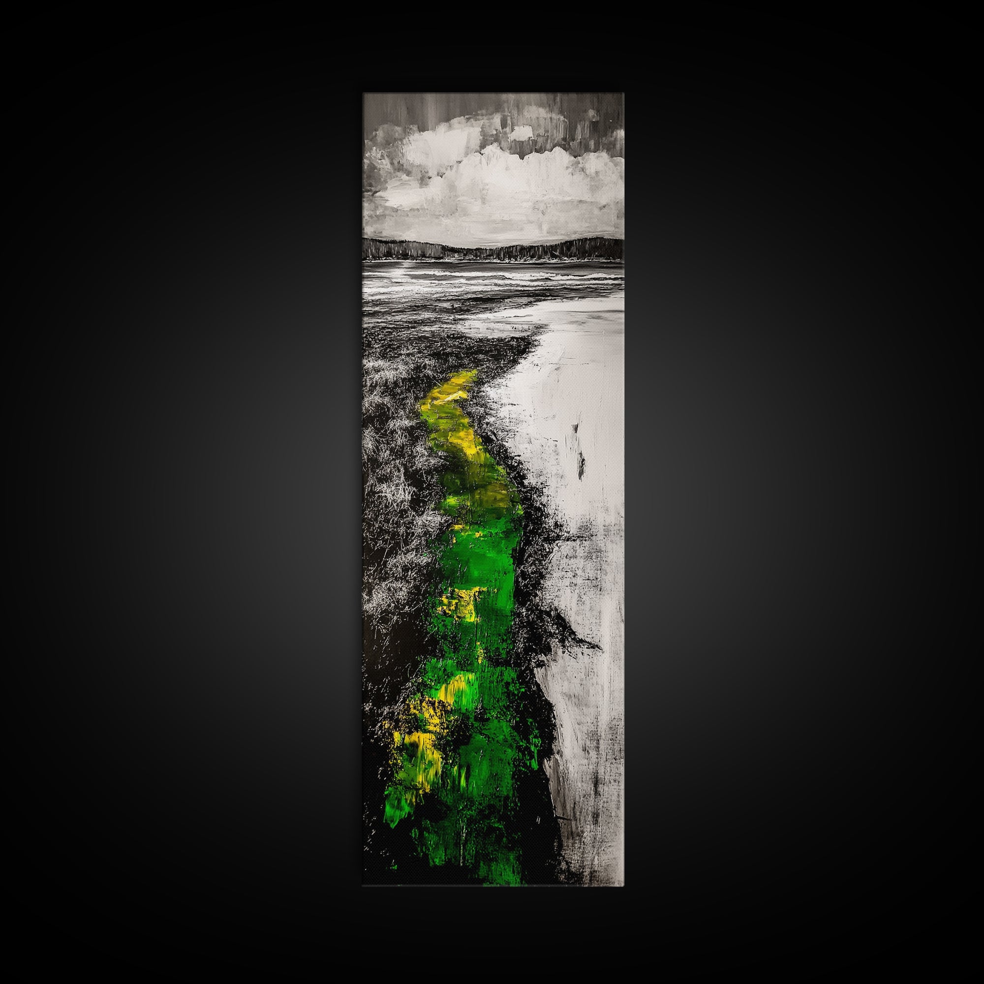 Pathway Landscape, Green and Yellow Art, Rustic Wall Art, Nature Inspired Canvas Print, Office Art, Minimalist Decor, Country Home Art