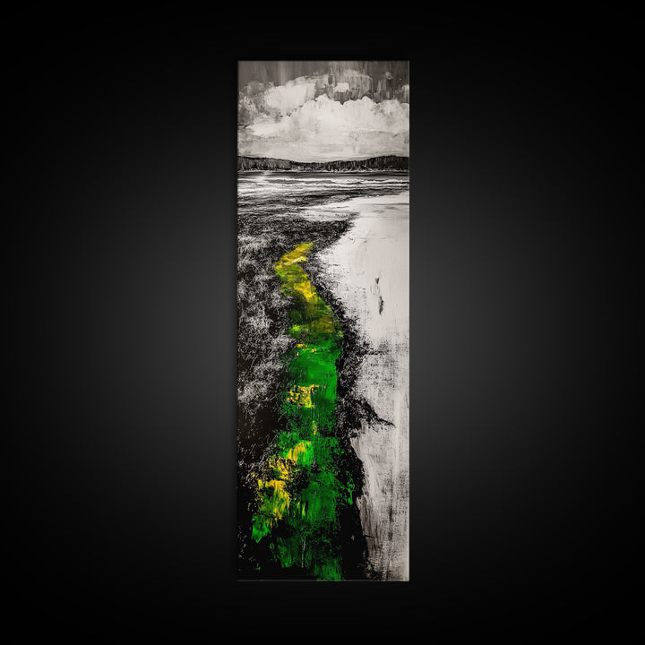 Pathway Landscape, Green and Yellow Art, Rustic Wall Art, Nature Inspired Canvas Print, Office Art, Minimalist Decor, Country Home Art