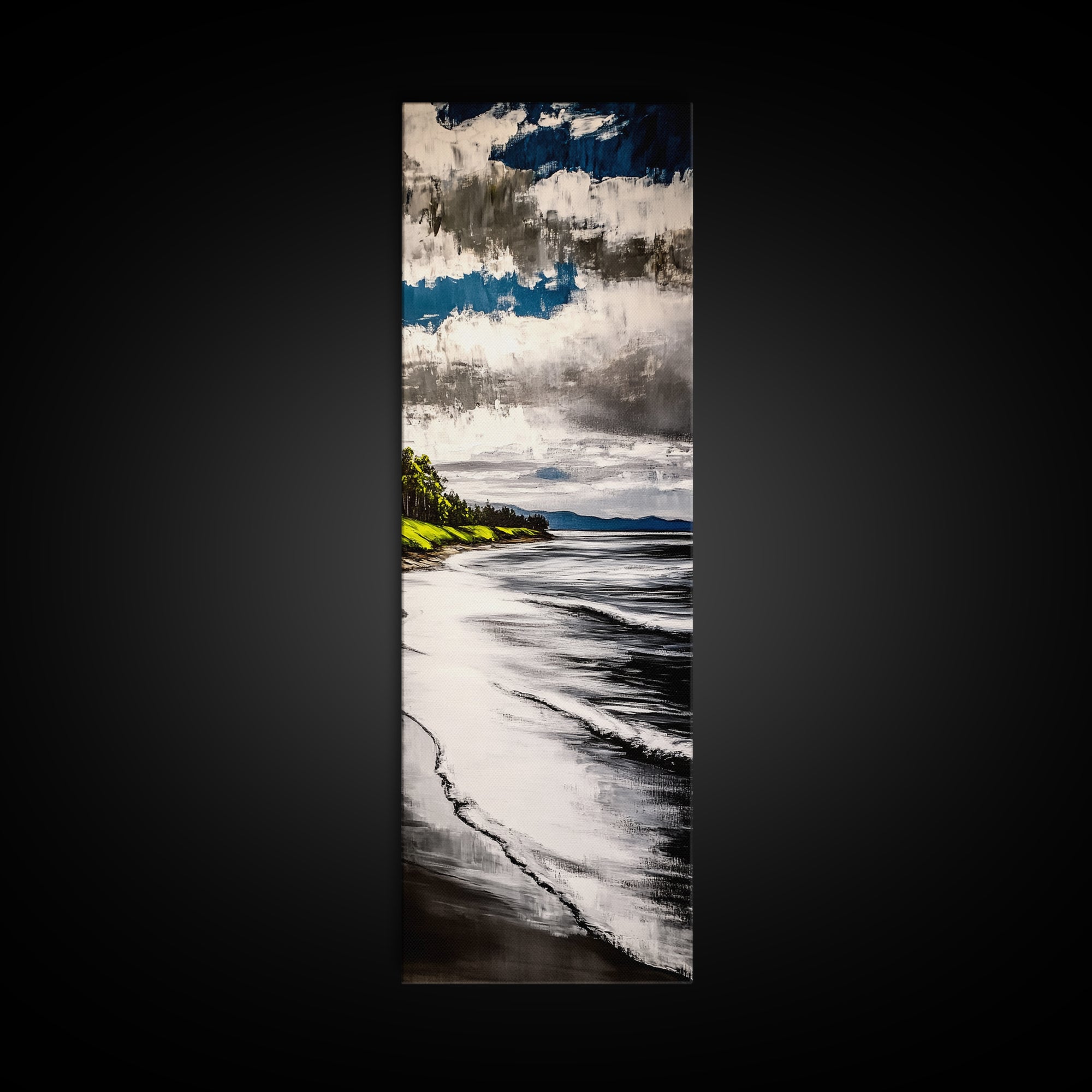 Coastal Shoreline, Blue and Green Art, Beach Wall Art, Ocean Canvas Print, Nautical Home Decor, Large Wall Art, Modern Living Room Art