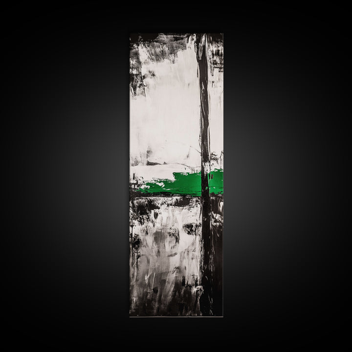 Abstract Lines, Modern Minimalist, Monochrome Art, Canvas Print, Geometric Wall Art, Black White Green, Contemporary Home Decor