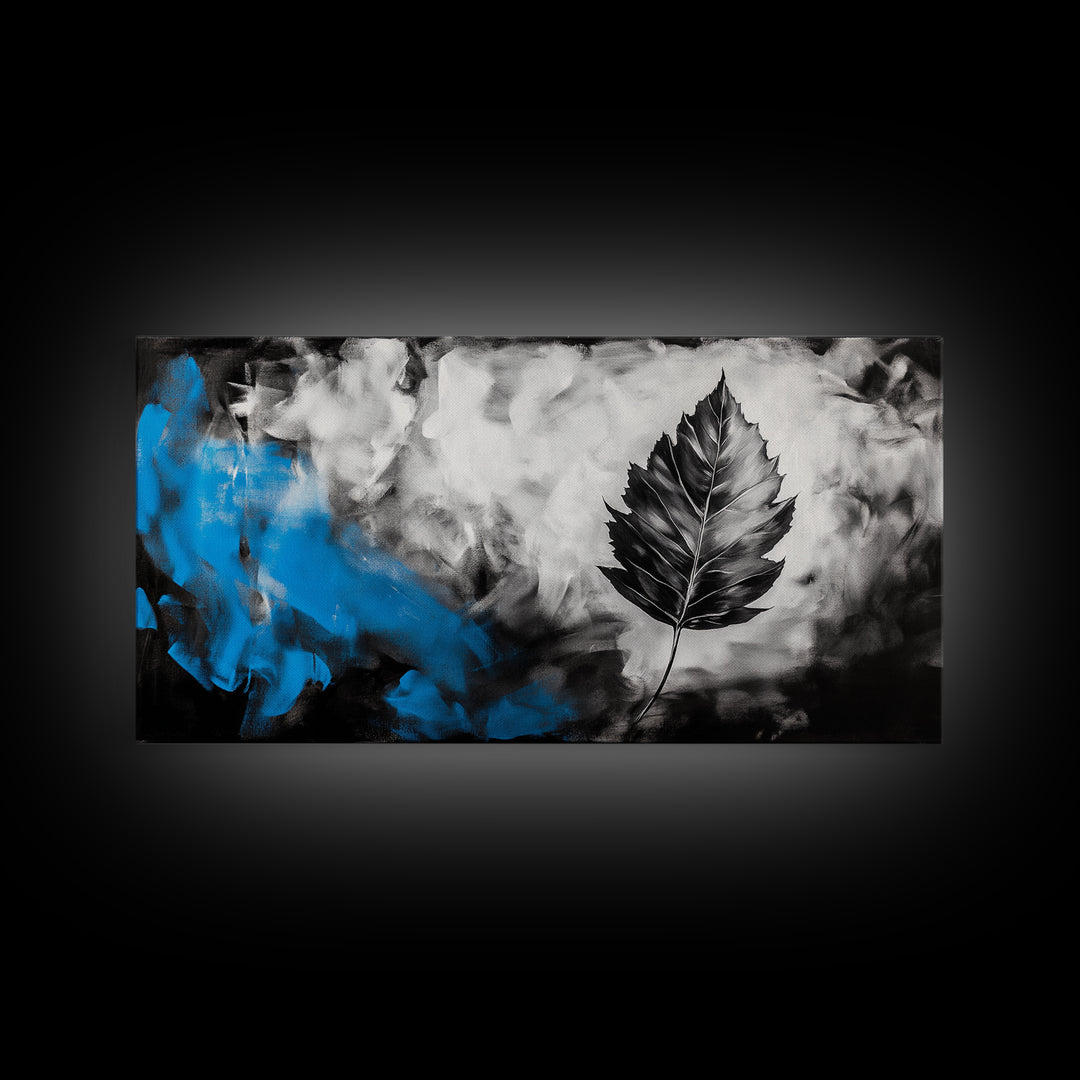 Black Leaf, Abstract Nature Art, Monochrome Wall Art, Canvas Print, Modern Minimalist Decor, Office Wall Art, Boho Art