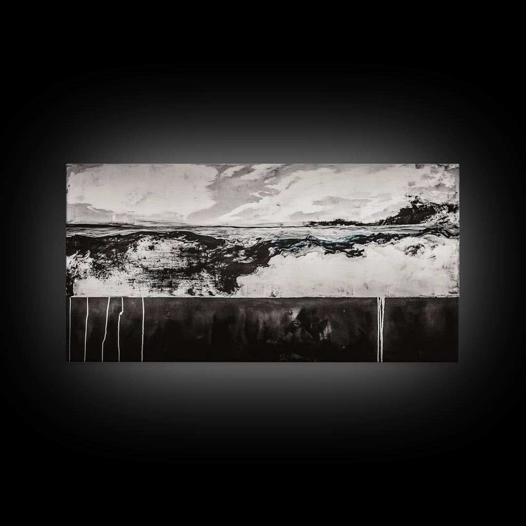 Black and White, Ocean, Waves, Minimalist, Canvas Print, Coastal Art, Nautical Decor, Bedroom Wall Art, Modern Home Decor, Fine Art Print