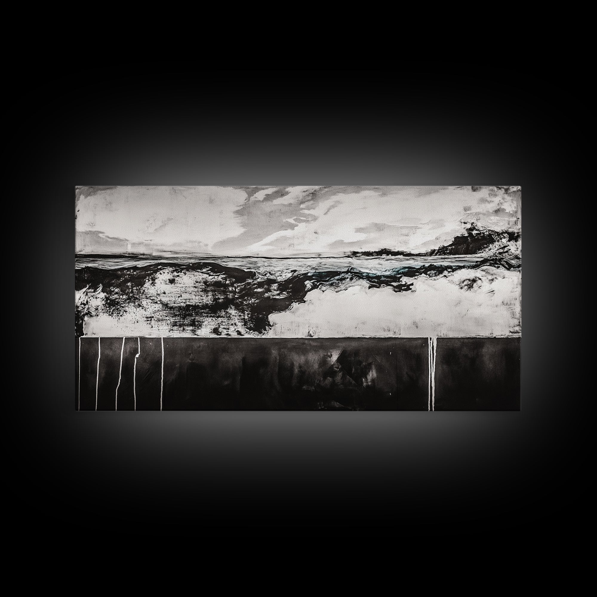 Black and White, Ocean, Waves, Minimalist, Canvas Print, Coastal Art, Nautical Decor, Bedroom Wall Art, Modern Home Decor, Fine Art Print