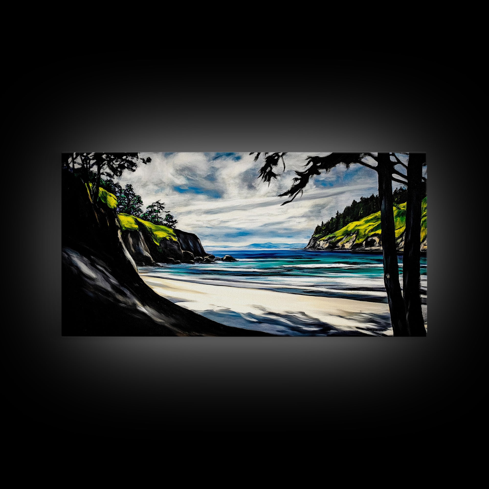 Coastal View, Ocean Cliffs, Nature Scene, Canvas Print, Beach Wall Art, Relaxing Home Decor, Nautical Theme, Large Seascape Painting