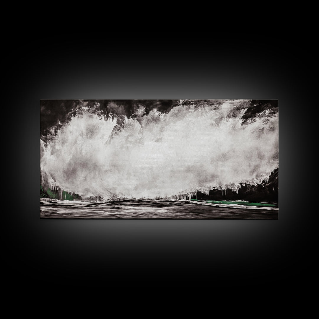 Abstract Waterfall Art, Black and White Canvas Print, Modern Wall Decor, Nature Inspired Artwork, Living Room Art, Minimalist Painting