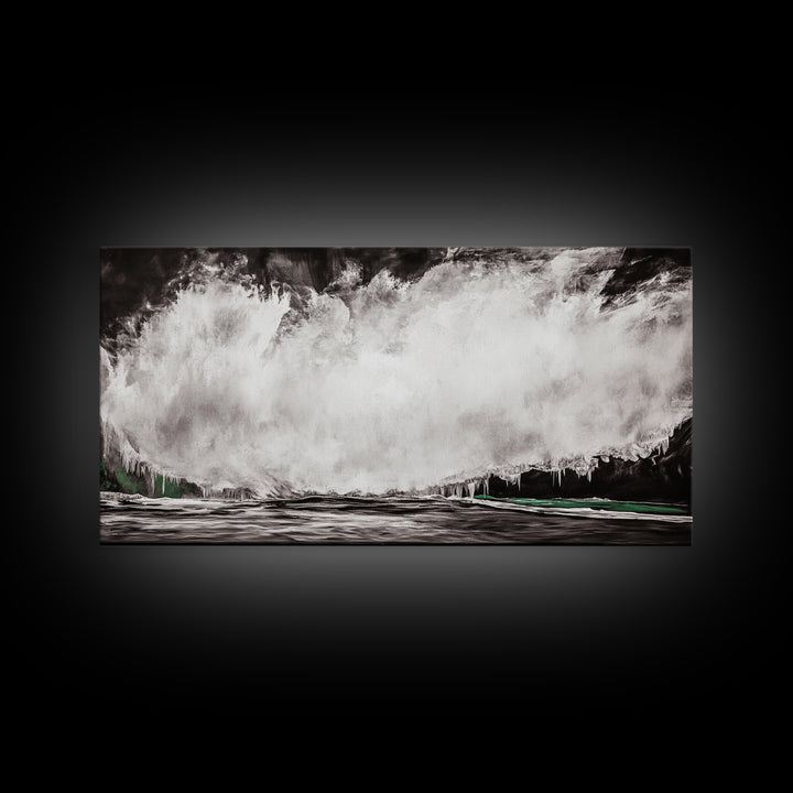 Abstract Waterfall Art, Black and White Canvas Print, Modern Wall Decor, Nature Inspired Artwork, Living Room Art, Minimalist Painting