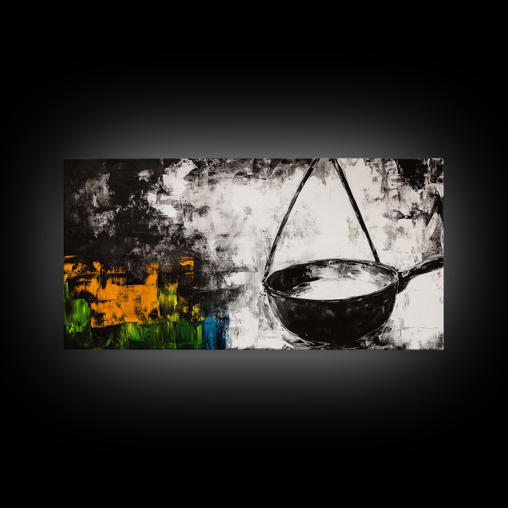 Abstract Kitchen Art, Black and White Canvas Print, Minimalist Artwork, Rustic Wall Decor, Unique Home Aesthetic, Framed Canvas Print