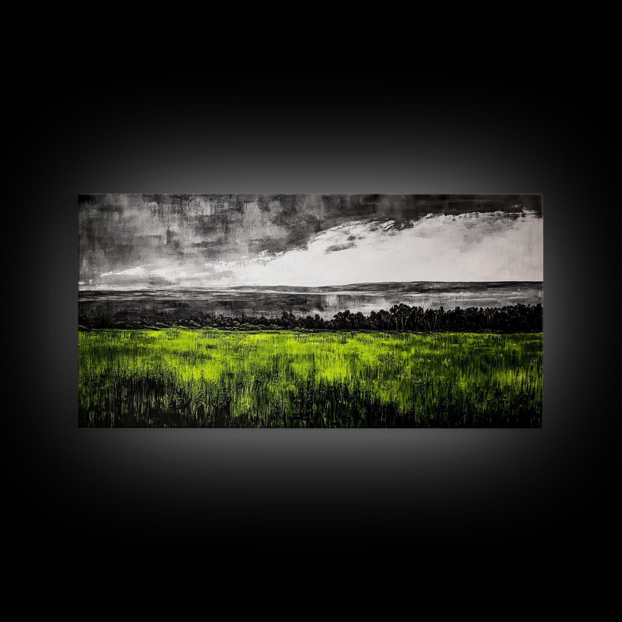 Green, Landscape, Nature, Canvas Print, Rolling Fields Wall Art, Scenic Countryside Painting, Modern Rustic Home Decor, Large Wall Art