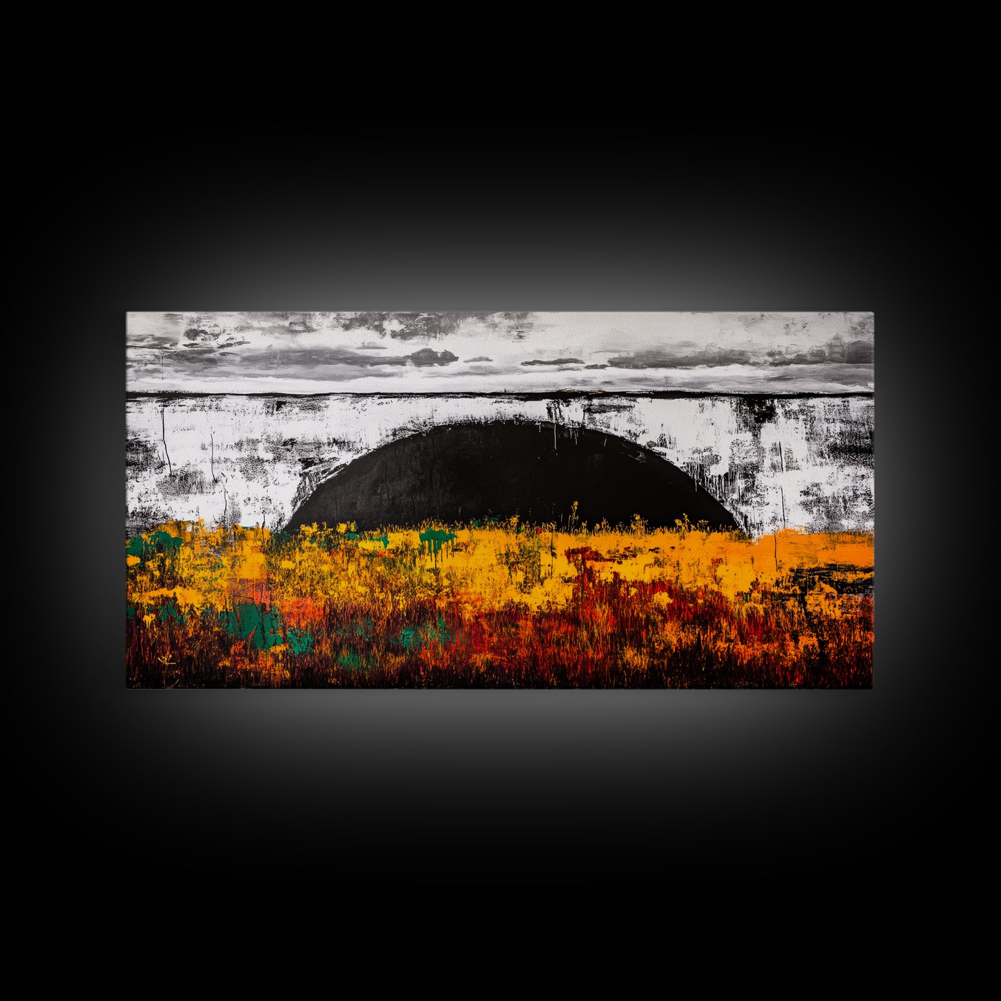 Golden Meadow, Sunset Fields, Rustic Landscape, Framed Canvas Print, Autumn Decor, Warm Colors, Cozy Home Art, Living Room Wall Art