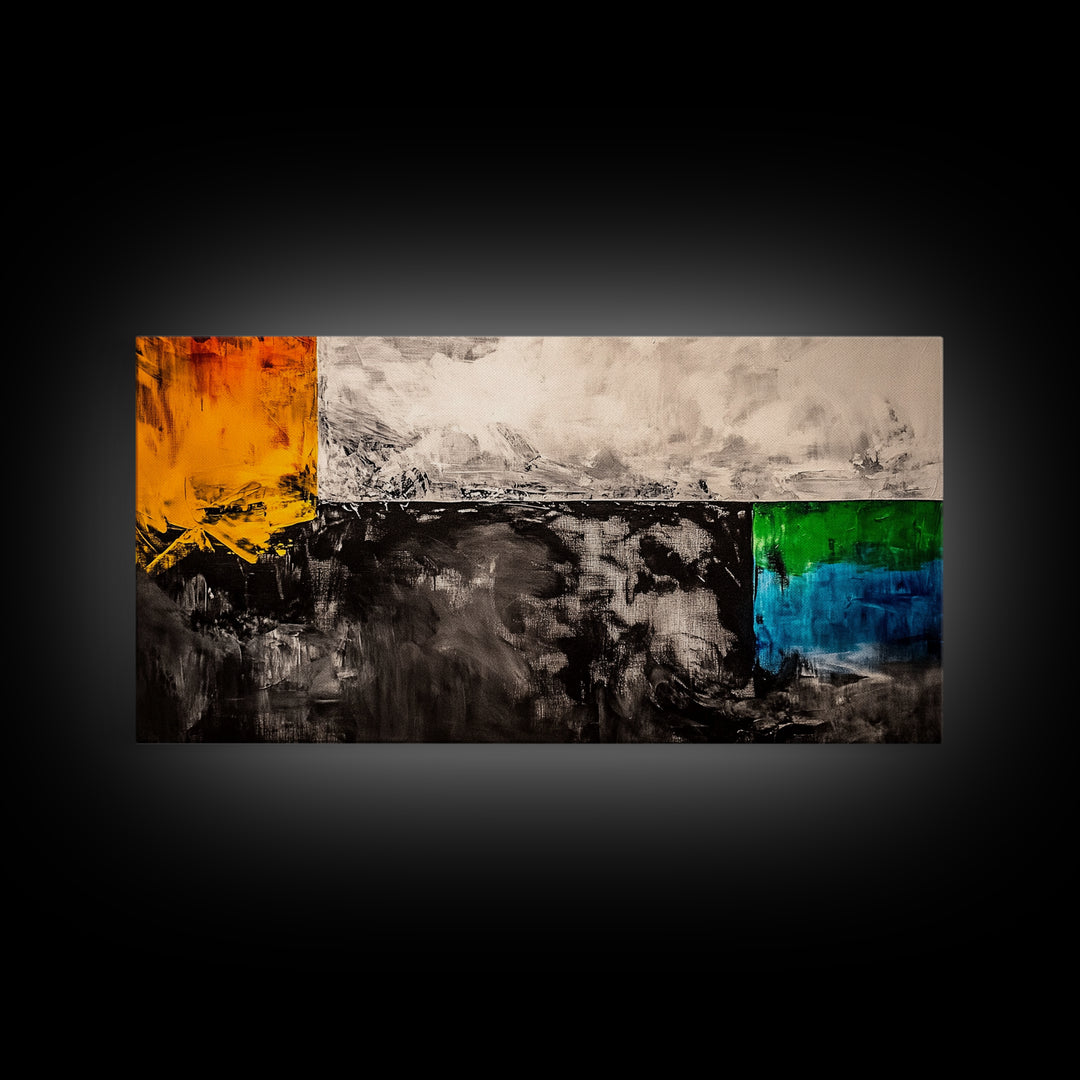 Geometric Blocks, Modern Canvas Print, Abstract Colorful Art, Contemporary Wall Decor, Mid Century Design, Office or Living Room Art