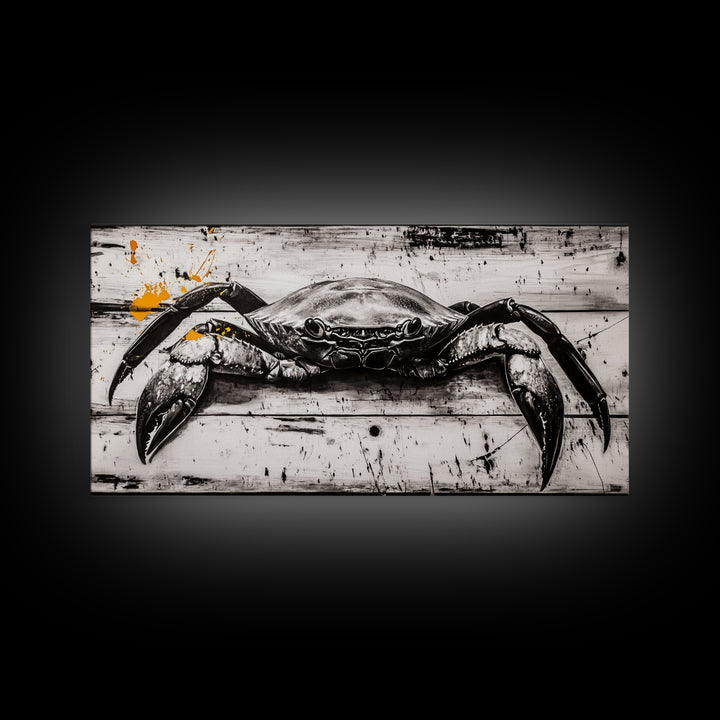 Crab Art, Coastal Kitchen, Nautical Wall Art, Framed Canvas Print, Beach House Decor, Seafood Art, Rustic Ocean Art
