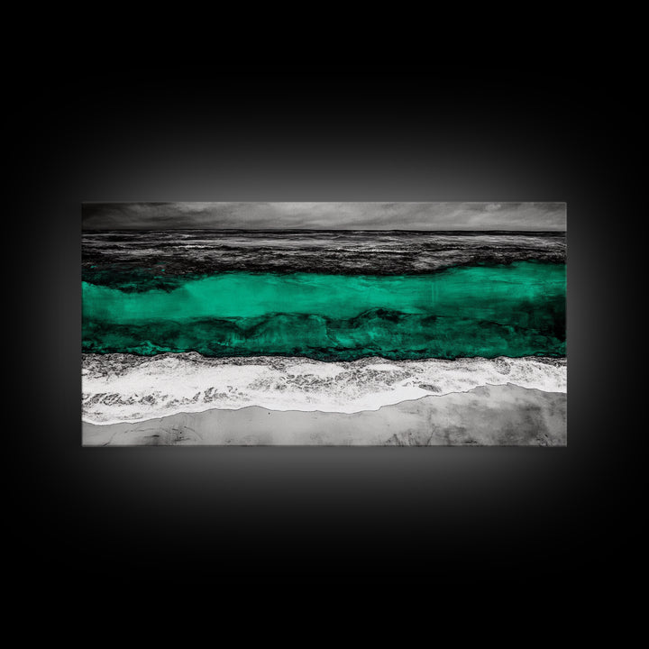 Abstract Ocean, Beach Wall Art, Coastal Decor, Seascape Painting, Modern Home Art, Nautical Decor, Framed Canvas Print, Large Wall Art